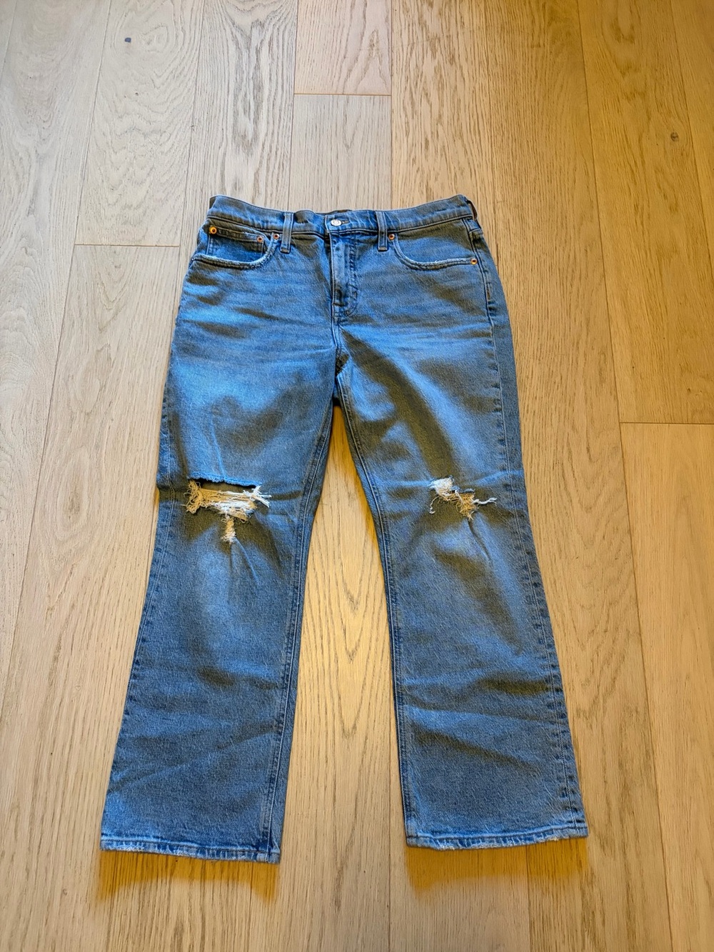 J Crew Demi boot crop Classic Blue Distressed Women's Jeans